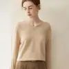 Nuevo suéter 100% cachemira pura para mujer, prenda de una sola pieza sin costuras con cuello en V, suéter de cachemira simple y versátil para usar en capas