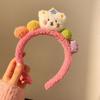 Faixa de cabeça de urso fofa primavera e outono, faixa de cabeça de pelúcia com desenho animado para lavar o rosto, super fofa, colorida, para meninas, foto, cartão de cabelo combinando