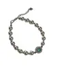 Pulsera de Perla Swarovski Aguamarina con un Solo Diamante, Estilo de Nicho de Lujo Ligero, Elegante Pulsera con Perlas de Diamante Pequeñas Perfectamente Redondas de Alto Brillo