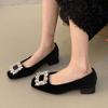 Zapatos para Mujer Estilo Hada Francesa, Elegantes Zapatos con Pedrería, Mocasines con Faldas, Tacones Altos, Zapatos de Noche, Nuevos Estilos de Otoño