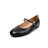 Zapatos Mary Jane básicos versátiles de piel de oveja para aumentar la altura, otoño 2026, tacón bajo de cuña, punta redonda, hebilla de cuero genuino, zapatos de una sola pieza para mujer