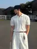 Camiseta Polo de Punto de Manga Corta con Cuello de Solapa para Hombre Verano Estilo Americano Estilo Hong Kong Retro Maduro Estable Malla Hueca Camiseta