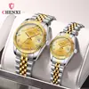 Reloj de Pareja de Negocios Chenxi Calendario Hombres Mujeres Reloj Transfronterizo de Cuarzo con Diamante Correa de Acero Reloj Cx-004A