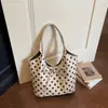 Bolso Tote de Lona de Gran Capacidad a la Moda con Lazo para Mujer 2026 Primavera Nuevo Versátil Lujo Ligero Bolso de Hombro/Axila de Lunares