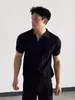 Camisa Polo de Tricô Estilo Old Money Gola Seagull Manga Curta Masculina Verão Respirável Amigável à Pele Ombro Normal Camiseta Retro Americano Manga Meia