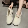 Sapatos de pelúcia femininos 2026 moda outono e inverno, adequados para saias, sapatos Mary Jane baixos com tira, sapatos baixos de algodão de pelúcia