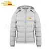 Chaqueta acolchada cálida cómoda de color sólido estampada para hombre, Nuevo abrigo de algodón grueso con capucha desmontable casual de invierno, Elegante