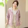 Nueva Chaqueta con Capucha de Otoño para Mamá, Top Casual Corto, Chaqueta Holgada Versátil y de Moda para Mujeres de Mediana Edad y Mayores