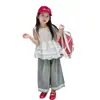 Conjunto de Ropa para Niña 2026 Verano Nuevo Elegante Bordado Encaje Sin Mangas Top y Jeans de Pierna Ancha Conjunto de Dos Piezas