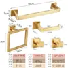 Suporte de papel higiênico de aço inoxidável transfronteiriço, suporte de papel higiênico para banheiro, conjunto de cinco peças, prateleira de parede sem furar para lenços e toalhas, conjunto quadrado