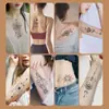 Nuevas y frescas pegatinas de tatuajes artificiales geométricos para hombres y mujeres, lindas pegatinas de tatuajes con letras en inglés.