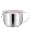 Vaso de Comida Rápida de Acero Inoxidable 304 Tazón para Fideos Instantáneos Lonchera para Estudiantes Engrosada de Doble Capa con Rejillas para Alimentos Lonchera para Trabajadores de Oficina