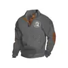 Amazon Best-Selling Transfronterizo Otoño e Invierno Talla Europea Hombre Casual al Aire Libre Cuello Alto Imitación Manga Larga Estampado Sudadera con Tres Botones