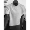 Camiseta Pesada Estilo Americano com Ombro Normal e Manga Curta para Homens, Estilo Verão de Cara Dura, Camiseta Casual Solta com Gola Pequena, Camiseta Básica de Verão