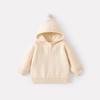 Suéter con Capucha Espeso Forrado de Felpa para Bebés y Niños Pequeños, Nuevo Estilo Invierno 2025, Tejido de Punto Cálido de Color Sólido, Elegante y Versátil