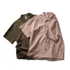 Camisa Manga Curta Lisa City Fanpin 2025 Verão Design Japonês Bolso com Zíper Escondido Costura Top
