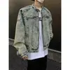Nueva Chaqueta Detroit de Primavera y Otoño, Marca de Moda con Diseño Único de Cremallera, Chaqueta Acolchada Corta de Patchwork con Cuello Alto y Hombros Acolchados para Hombre