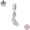 Aifule s925 plata de ley cristal zapatos colgante pulsera simple platino plateado circón moda zapatos colgante accesorios