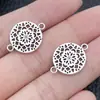 Aleación de plata antigua árbol de la vida flor conector doble hueco pieza de flor pequeña kit de materiales para accesorio de joyería hecho a mano DIY