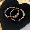 Lujo Ligero, Estilo Exquisito y Fresco, Pendientes de Aro Doble Geométricos Súper Brillantes para Mujer, Pendientes de Moda Personalizados Tendencia, Pendientes Elegantes Exagerados