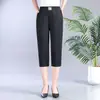 Pantalones Capris de Mujer Verano Estilo Delgado Pantalones Mom Mediana Edad Sueltos Casuales Pantalones de Pierna Recta Pantalones para Mujeres Mayores