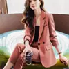 Blazer transfronteiriço com botões e bolsos para mulheres, primavera e outono, tamanho petite, traje profissional, terno de alta qualidade para o trabalho