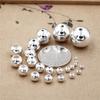 Cuentas de plata S925 probadas, accesorios, cuentas espaciadoras con agujeros grandes y pequeños, cuentas redondas de plata pura, accesorios para pulseras DIY al por mayor