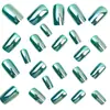 Adesivos para Manicure Quadrados Europeus de Comprimento Médio Processo de Galvanoplastia Verde Adesivos para Unhas Postiças Removíveis Caixa com 24 Peças