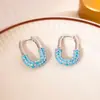 Brincos em Zircônia Azul de Alto Padrão em Formato de U, Tendência Elegante Personalizada, Brincos Versáteis, Design de Nicho, Brincos Exquisitos para Mulheres