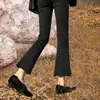 Pantalones de bocina pequeños para mujer, jeans negros de micro la, nuevas explosiones Primavera y Otoño 2025