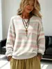 Sudadera con capucha redonda de estilo europeo y americano, nueva, para mujer, de Amazon AliExpress, estilo largo, holgada y casual, a rayas y cuadros
