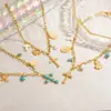 Collar Transfronterizo de Acero Inoxidable Sentido Avanzado Nicho Oro 18K Cruz Perla Cadena para Clavícula Estilo INS Joyería que Conserva el Color