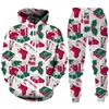 Conjunto de Moletom com Capuz e Calça de Moletom para Outono e Inverno de Natal, Venda Quente na Amazon, com Estampa 3D para Esportes Casuais