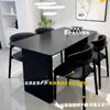 Mesa de Comedor Moderna de Pizarra Negra de Lujo Ligero y Combinación de Sillas Mesa de Comedor Minimalista Italiana para el Hogar Rectangular Apartamento Pequeño Simple