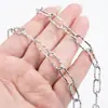 Corrente oval de aço inoxidável com elos cruzados, joia artesanal DIY, material para colar e pulseira, gipsófila fechada, corrente da moda