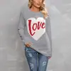 Suéter de Punto con Forma de Corazón y Bloques de Color para Mujer, Estilo Nuevo Otoño e Invierno Transfronterizo Europeo y Americano, Venta Caliente en Amazon, Top de Punto Cuello Redondo