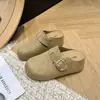 Zapatillas de casa cerradas de punta gruesa, sin cordones, tipo mule, 2026, nuevas, versátiles, con hebilla, para aumentar la altura interior, para mujer