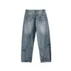 Yidao Vintage 2026 Primavera Novo Jeans Bordado Floral Desgastado Lavado Masculino Retro Solto Versátil Casual