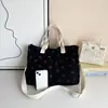 Bolsa Tote Grande de Veludo para Mulheres 2025 Primavera e Verão Nova Floral Leve Grande Capacidade Bolsa Feminina de Veludo