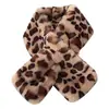 Bufanda de Invierno para Mujer de Felpa Engrosada Cálida Bufanda de Imitación de Piel de Conejo Bufanda Cruzada Estilo Coreano Bufanda de Moda con Estampado de Leopardo