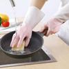 Luvas de limpeza e lavagem doméstica de duas cores, luvas de borracha finas duráveis e à prova d'água de plástico para cozinha e roupas