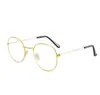 Nuevas gafas de metal retro lisas moda estilo Harajuku gafas estilo coreano artísticas redondas marco grande montura de gafas 3447