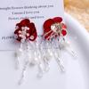 Aretes largos con borlas de flores de lentejuelas de perlas de estilo Guofeng, tocado, material para joyería DIY