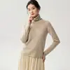 Suéter de cachemira con cuello alto para mujer, pieza única de cachemira, sin costuras, cuello alto, holgado, capa interior, camisa base de punto, suéter, moderno