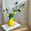 Arreglo floral de ramas de limón de simulación, ramo, jarrón de cerámica, flor suave, decoración para sala de estar, hogar