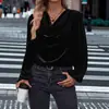 Outono e Inverno 2025 Novas Roupas Femininas Transfronteiriças Amazon Wish Europeu e Americano Veludo Coreano Gola de Pelo Tops Femininos de Manga Longa para Mulheres