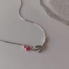 Collar de Metal con Tulipán Retro Francés con Goteo de Aceite para Mujer Estilo Coreano Simple Combinable Elegante Cadena de Collar