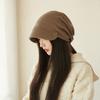 Chapéu Feminino Primavera e Outono Fino Novo Estilo Japonês Chapéu Frio Mostra Rosto Pequeno Chapéu Pulôver Grande Cabeça Amontoado Chapéu Liso