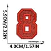 Suministro transfronterizo de parches bordados de letras y números en inglés color rojo brillante con adhesivo termofusible para decoración de ropa y sombreros
