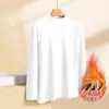 Camiseta base de terciopelo de doble cara para hombre para otoño e invierno, ropa interior térmica de terciopelo alemán de doble cara con cuello medio alto, camiseta de manga larga